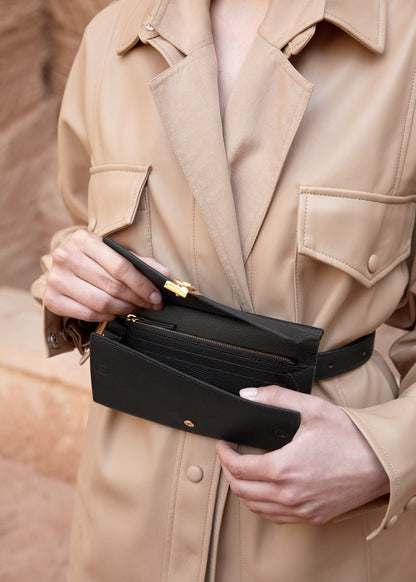 Portefeuille Numéro Sept ceinture - Noir Grainé